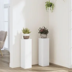 Pflanzenständer 2 Stück aus weißem Ingenieurholz 17x17x60 cm von , Topfständer - Ref: Foro24-852933, Preis: 49,60 €, Rabatt: %