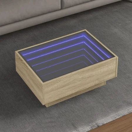 Wohnzimmertisch und LED-Beleuchtung aus Sonoma-Eichenfurnierholz, 70x50x30 cm. von , Couchtisch - Ref: Foro24-847513, Preis: ...
