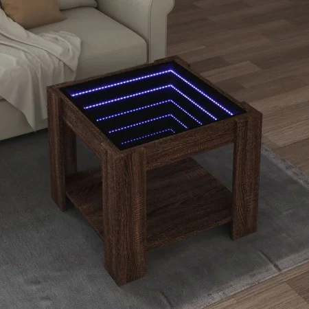 Center table and brown oak engineered wood LED 53x53x45 cm by , Coffee table - Ref: Foro24-847545, Price: 85,53 €, Discount: %