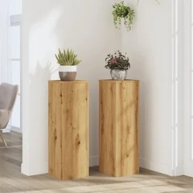 Pflanzenständer 2 Stück Eichenholz Artisian 25x25x80 cm von , Topfständer - Ref: Foro24-852950, Preis: 63,10 €, Rabatt: %