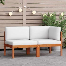 Conjunto de jardín de 2 piezas con cojines de madera de acacia