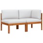 Conjunto de jardín de 2 piezas con cojines de madera de acacia