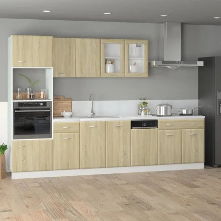 7-piece engineered oak Sonoma kitchen furniture set by , Kitchen cabinets - Ref: Foro24-3307653, Price: 599,99 €, Discount: %