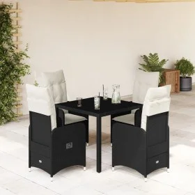 Mesita y sillas jardín 5 pzas y cojines ratán sintético negro de , Conjuntos de jardín - Ref: Foro24-3276988, Precio: 596,77 ...