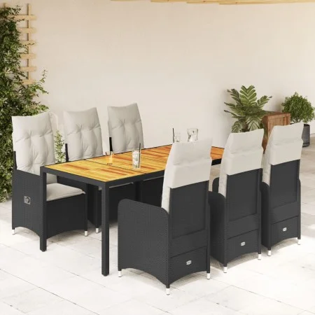 Garden table and chairs set 7 pieces with black PE rattan cushions by , Garden sets - Ref: Foro24-3276981, Price: 909,53 €, D...