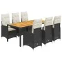 Garden table and chairs set 7 pieces with black PE rattan cushions by , Garden sets - Ref: Foro24-3276981, Price: 909,53 €, D...