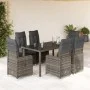 Mesita y sillas jardín 7 piezas y cojines ratán sintético gris de , Conjuntos de jardín - Ref: Foro24-3277035, Precio: 891,56...