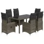 Garden table and 7-piece chairs set with gray synthetic rattan cushions. by , Garden sets - Ref: Foro24-3277035, Price: 891,6...