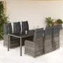 Mesita y sillas jardín 7 piezas y cojines ratán sintético gris de , Conjuntos de jardín - Ref: Foro24-3277037, Precio: 929,75...