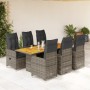 Garden table and 7-piece chairs set with gray synthetic rattan cushions. by , Garden sets - Ref: Foro24-3277028, Price: 856,6...
