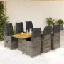 Garden table and 7-piece chairs set with gray synthetic rattan cushions. by , Garden sets - Ref: Foro24-3277028, Price: 978,0...