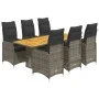 Garden table and 7-piece chairs set with gray synthetic rattan cushions. by , Garden sets - Ref: Foro24-3277028, Price: 978,0...