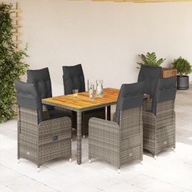 Mesita y sillas jardín 7 piezas y cojines ratán sintético gris de , Conjuntos de jardín - Ref: Foro24-3277023, Precio: 823,82...