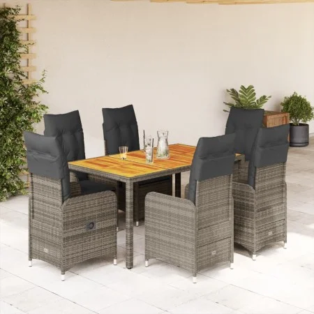 Gartentisch und Stühle 7-teilig und Kissen aus grauem Kunststoff-Rattan von , Gartensets - Ref: Foro24-3277023, Preis: 899,05...