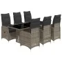 Garden table and 7-piece chairs set with gray synthetic rattan cushions. by , Garden sets - Ref: Foro24-3277040, Price: 940,5...