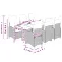 Garden table and 7-piece chairs set with gray synthetic rattan cushions. by , Garden sets - Ref: Foro24-3277040, Price: 940,5...