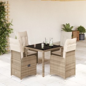 Garden table and 5-piece chair set with beige synthetic rattan cushions. by , Garden sets - Ref: Foro24-3277096, Price: 629,8...