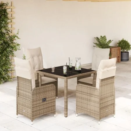 Garden table and 5-piece chair set with beige synthetic rattan cushions. by , Garden sets - Ref: Foro24-3277096, Price: 616,8...