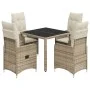 Garden table and 5-piece chair set with beige synthetic rattan cushions. by , Garden sets - Ref: Foro24-3277096, Price: 616,8...