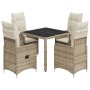 Mesita y sillas jardín 5 pzas y cojines ratán sintético beige de , Conjuntos de jardín - Ref: Foro24-3277096, Precio: 629,84 ...