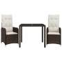 Garden table and 3-piece chair set with brown synthetic rattan cushions. by , Garden sets - Ref: Foro24-3277063, Price: 334,0...