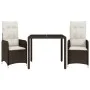 Garden table and 3-piece chair set with brown synthetic rattan cushions. by , Garden sets - Ref: Foro24-3277063, Price: 362,5...