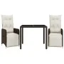 Garden table and 3-piece chair set with brown synthetic rattan cushions. by , Garden sets - Ref: Foro24-3277187, Price: 382,0...
