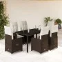 Set de mesa y sillas jardín 7 pzas con cojines ratán PE marrón de , Conjuntos de jardín - Ref: Foro24-3277068, Precio: 925,58...