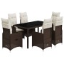 Gartentisch- und Stuhlset, 7-teilig, mit braunen PE-Rattan-Kissen. von , Gartensets - Ref: Foro24-3277068, Preis: 845,97 €, R...