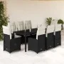 Set de mesa y sillas de jardín 9 pzas y cojines ratán PE negro de , Conjuntos de jardín - Ref: Foro24-3276995, Precio: 1,00 €...