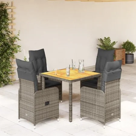 Garden table and 5-piece chair set with gray synthetic rattan cushions by , Garden sets - Ref: Foro24-3277021, Price: 605,29 ...