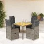 Mesita y sillas jardín 5 pzas y cojines ratán sintético gris de , Conjuntos de jardín - Ref: Foro24-3277021, Precio: 605,28 €...