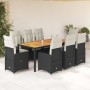 Set de mesa y sillas de jardín 9 pzas y cojines ratán PE negro de , Conjuntos de jardín - Ref: Foro24-3276983, Precio: 1,00 €