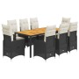 Set de mesa y sillas de jardín 9 pzas y cojines ratán PE negro de , Conjuntos de jardín - Ref: Foro24-3276983, Precio: 1,00 €
