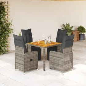 Garden table and 5-piece chair set with gray synthetic rattan cushions by , Garden sets - Ref: Foro24-3277158, Price: 662,55 ...