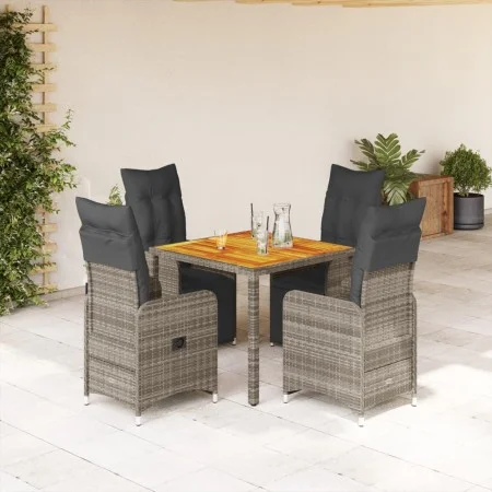 Garden table and 5-piece chair set with gray synthetic rattan cushions by , Garden sets - Ref: Foro24-3277158, Price: 662,55 ...