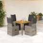 Garden table and 5-piece chair set with gray synthetic rattan cushions by , Garden sets - Ref: Foro24-3277158, Price: 662,55 ...