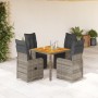 Gartentisch und Stühle 5-teilig und Kissen aus grauem Kunststoff-Rattan von , Gartensets - Ref: Foro24-3277158, Preis: 652,80...
