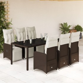 Garden table and chairs set, 7 pieces with brown PE rattan cushions. by , Garden sets - Ref: Foro24-3277191, Price: 908,77 €,...