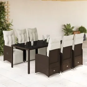 Garden table and chairs set, 7 pieces with brown PE rattan cushions. by , Garden sets - Ref: Foro24-3277191, Price: 990,46 €,...