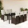 Garden table and chairs set, 7 pieces with brown PE rattan cushions. by , Garden sets - Ref: Foro24-3277191, Price: 990,46 €,...