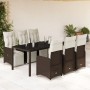Set de mesa y sillas jardín 7 pzas con cojines ratán PE marrón de , Conjuntos de jardín - Ref: Foro24-3277191, Precio: 908,77...