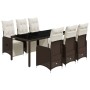 Set de mesa y sillas jardín 7 pzas con cojines ratán PE marrón de , Conjuntos de jardín - Ref: Foro24-3277191, Precio: 908,77...