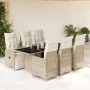 Gartentisch- und Stuhlset, 7-teilig, mit braunen PE-Rattan-Kissen. von , Gartensets - Ref: Foro24-3277215, Preis: 998,33 €, R...