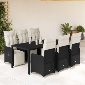 Garden table and chairs set 7 pieces with black PE rattan cushions by , Garden sets - Ref: Foro24-3277139, Price: 863,26 €, D...