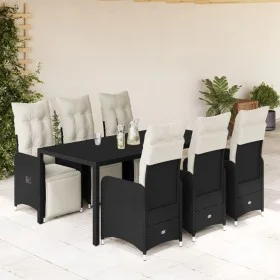 Garden table and chairs set 7 pieces with black PE rattan cushions by , Garden sets - Ref: Foro24-3277139, Price: 963,66 €, D...