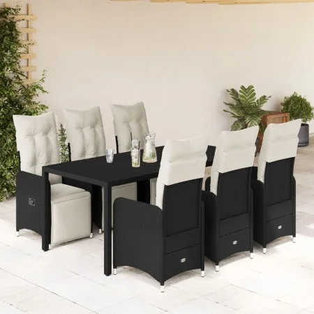 Gartentisch- und Stuhlset, 7-teilig, mit schwarzen PE-Rattan-Kissen. von , Gartensets - Ref: Foro24-3277139, Preis: 963,44 €,...