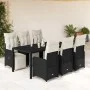 Gartentisch- und Stuhlset, 7-teilig, mit schwarzen PE-Rattan-Kissen. von , Gartensets - Ref: Foro24-3277139, Preis: 963,44 €,...