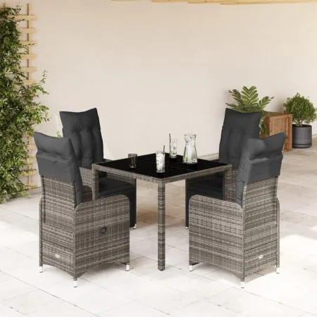 Mesita y sillas jardín 5 pzas y cojines ratán sintético gris de , Conjuntos de jardín - Ref: Foro24-3277166, Precio: 686,55 €...