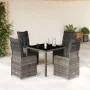 Garden table and 5-piece chair set with gray synthetic rattan cushions by , Garden sets - Ref: Foro24-3277166, Price: 688,94 ...